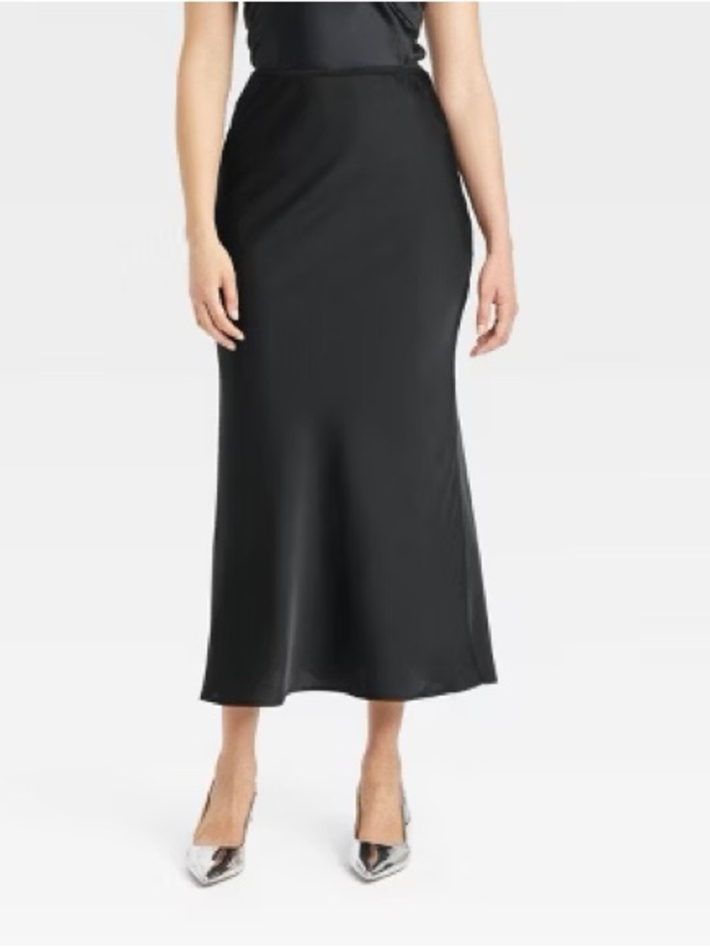 a new day NWOT Black Satin Bias Maxi Skirt